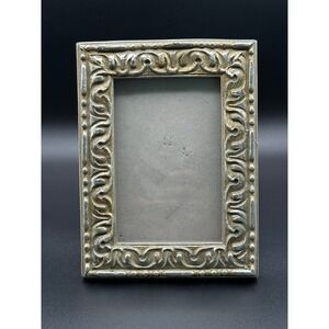 Vintage Silver Tone Ornate Resin Picture Frame 7.5x5.5 Baroque Scroll Tabletop